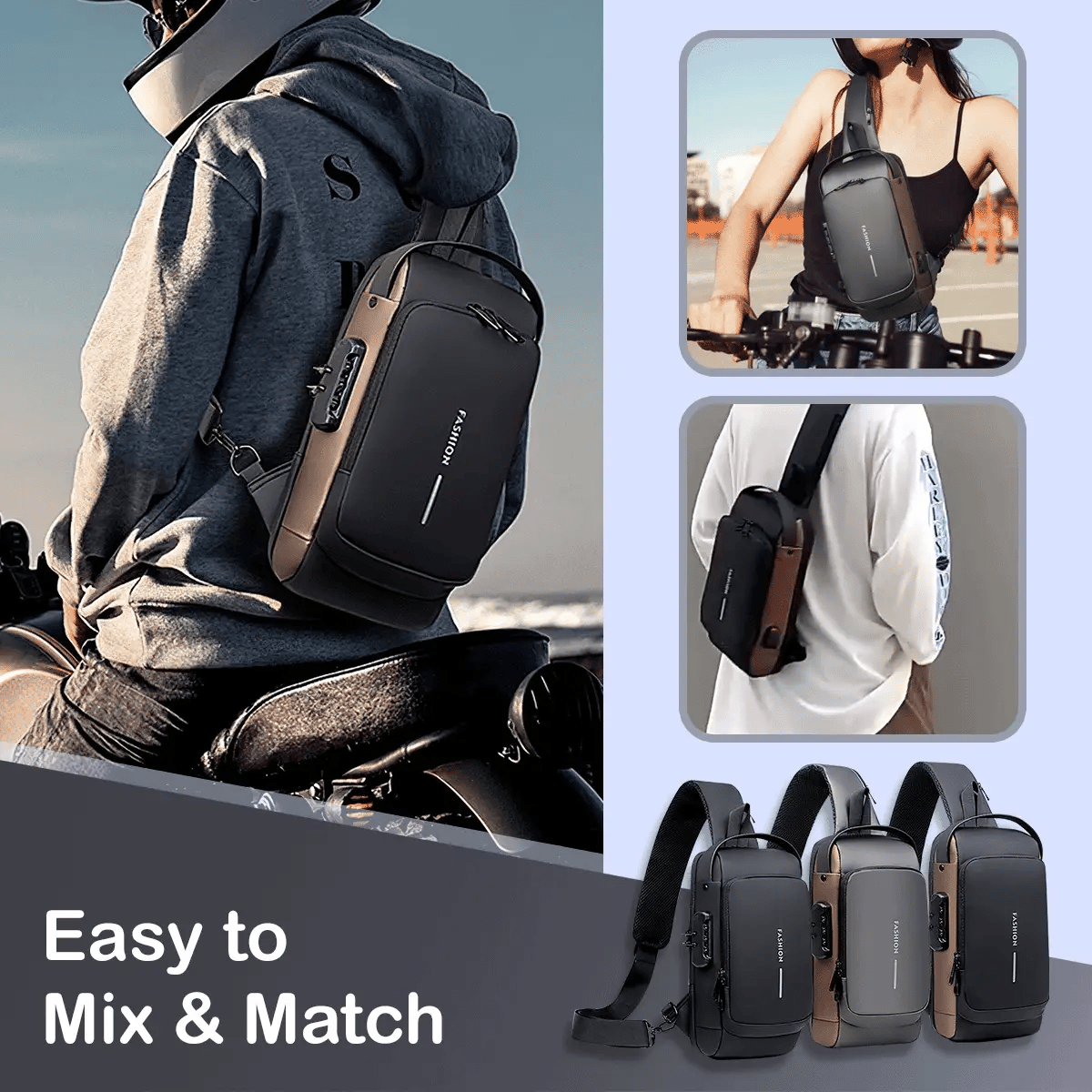 Crossbody Sling Bag With USB Charging port (Unisex)