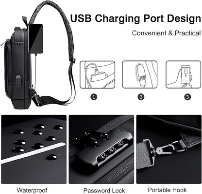 Crossbody Sling Bag With USB Charging port (Unisex)